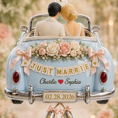 Personalized Just Married Wedding Car Ornament