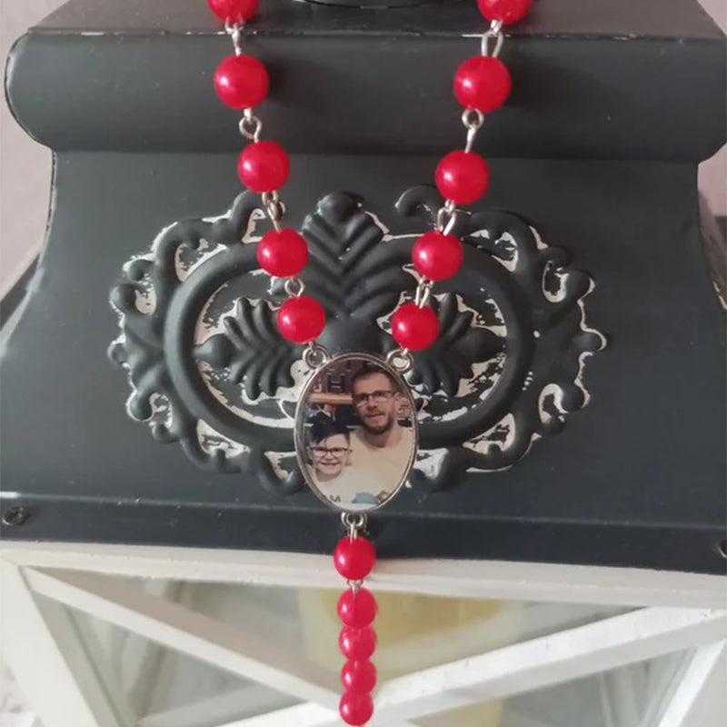 Personalized Photo Rosary Necklace,Custom Cross Pendant Necklace