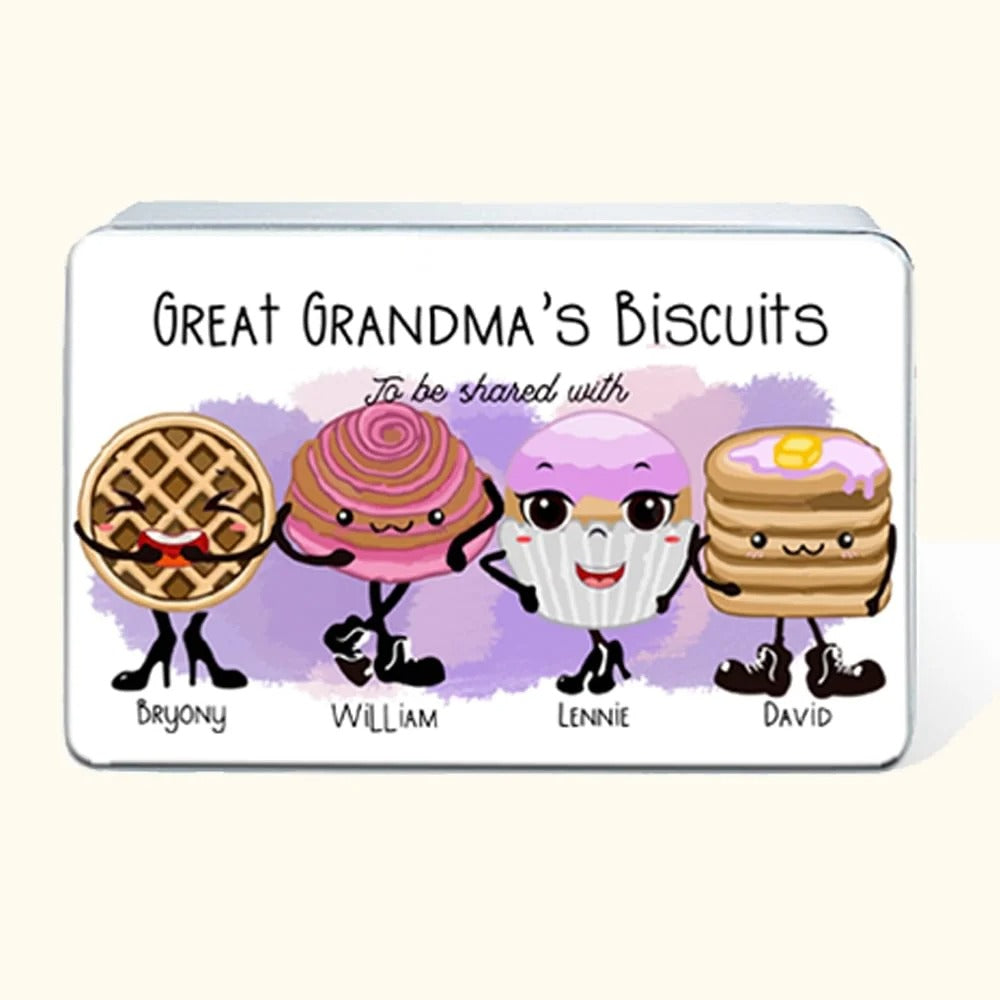 Personalized Food Grade Metal Pink Characters Biscuit Tin