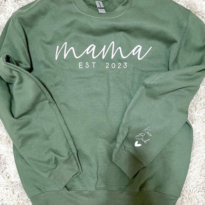 Custom Dog Mama Sweatshirt With Names On The Sleeve