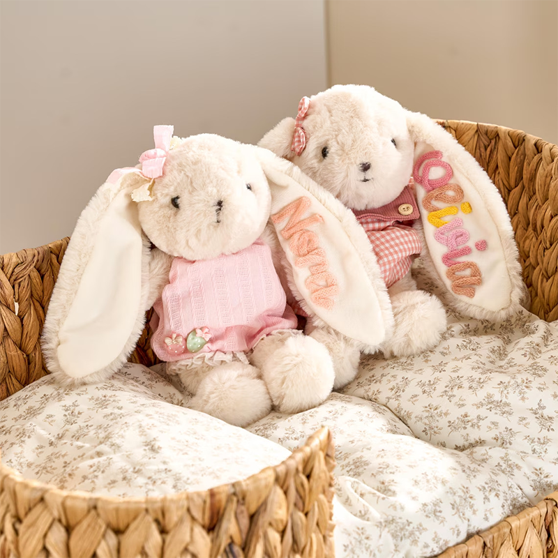 Personalized Embroidered Bunny Plush Baby Gift – Custom Stuffed Rabbit