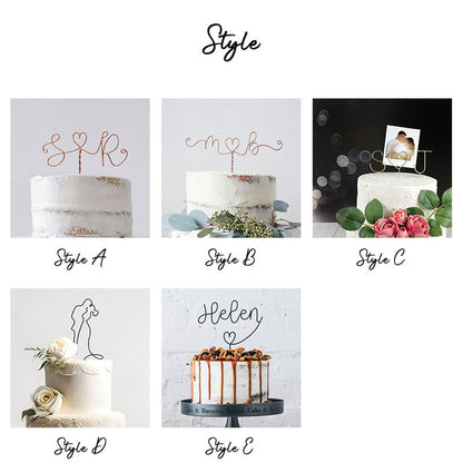 Arrow Initials Cake Topper Rustic Wire Personalized Custom Chic Name