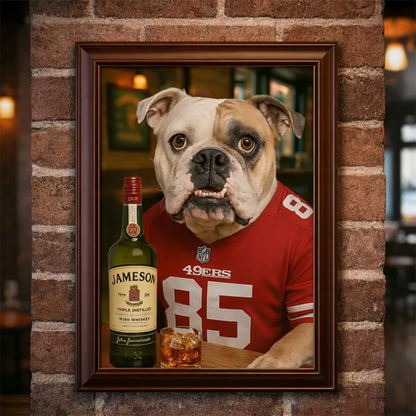 Custom Football Dog Portrait | Personalised Pet Print for Football Fans