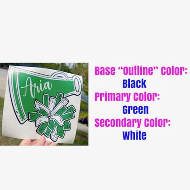 Custom Cheer Bucket Decals - Personalized Name Cheerleader Megaphone Decals