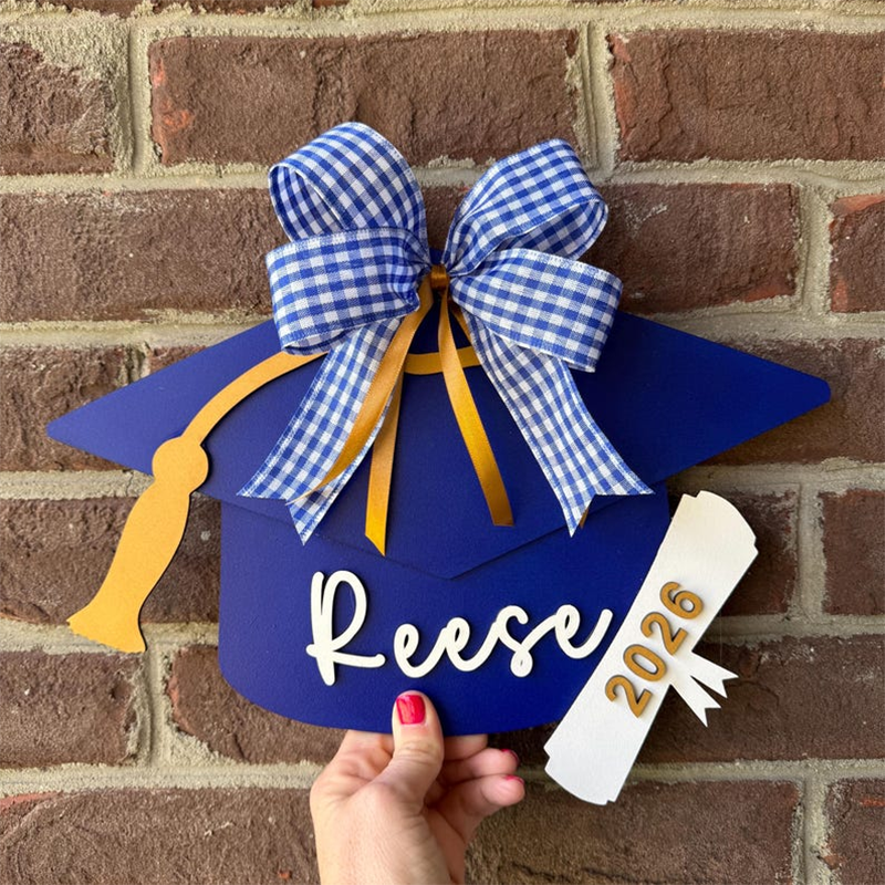 Personalized school colors graduation hat sign