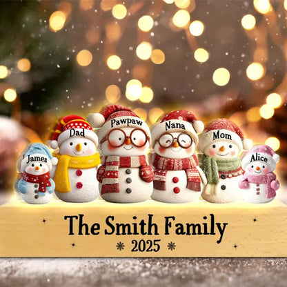Custom Snowman Family Christmas Night Light, Snowman Christmas Decor