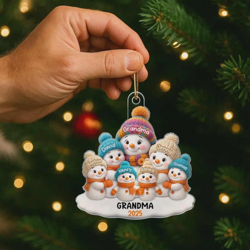 Personalized Snowman Grandma & Grandkids Ornament
