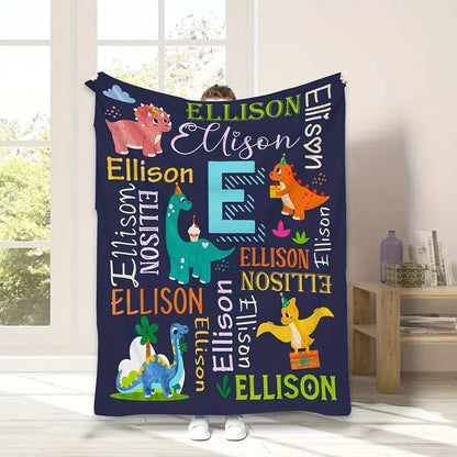 Custom Dinosaur-Themed Personalized Name Blanket