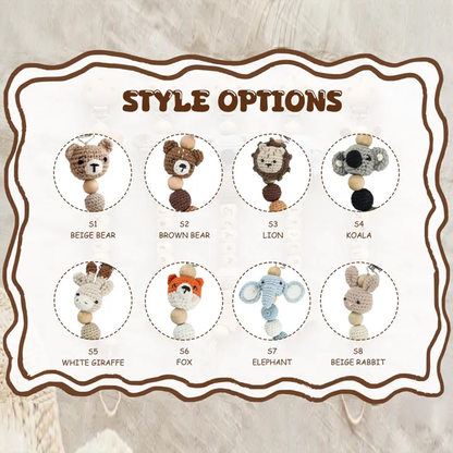 Personalized Crochet Pacifier Clip, Neutral Boho Pacifier Holder, Custom Name Baby Accessory