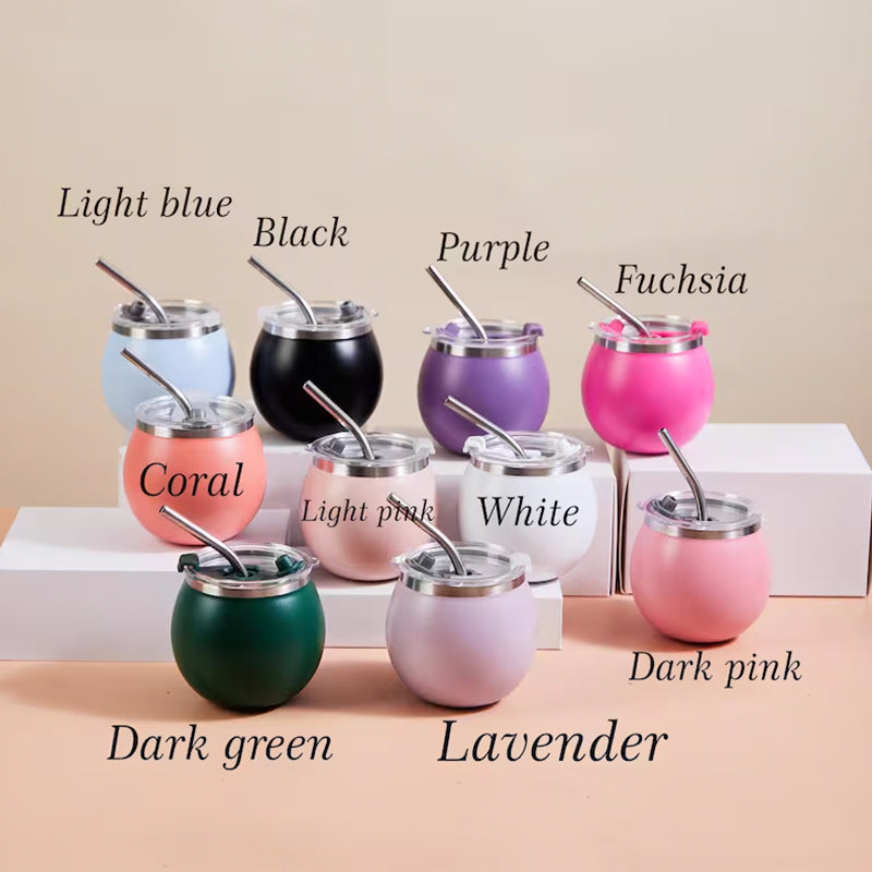 Personalized Mini Round Tumbler with Lid and Straw