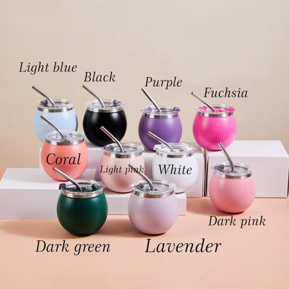 Personalized Mini Round Tumbler with Lid and Straw