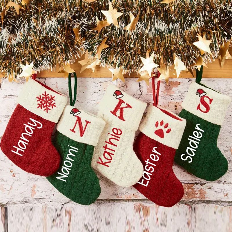 Personalized Mini Christmas Stockings with Names Family Knitted Christmas Stockings