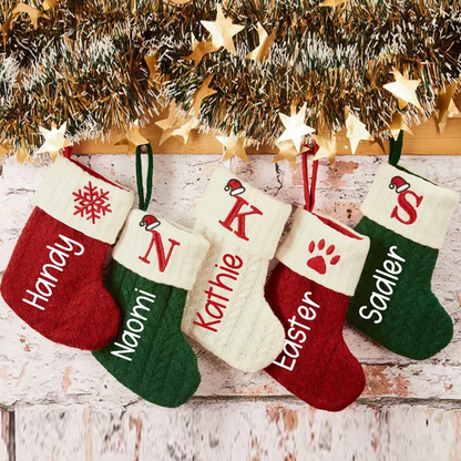 Personalized Mini Christmas Stockings with Names Family Knitted Christmas Stockings