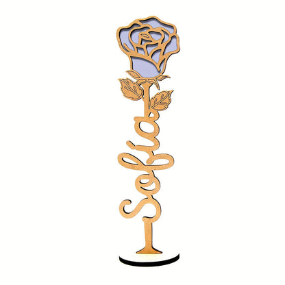 Personalized Wooden Rose Tabletop Decor