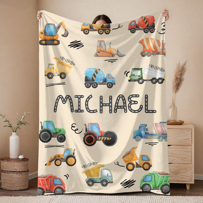 Personalized Construction Blanket for Kids – Custom Name Blanket