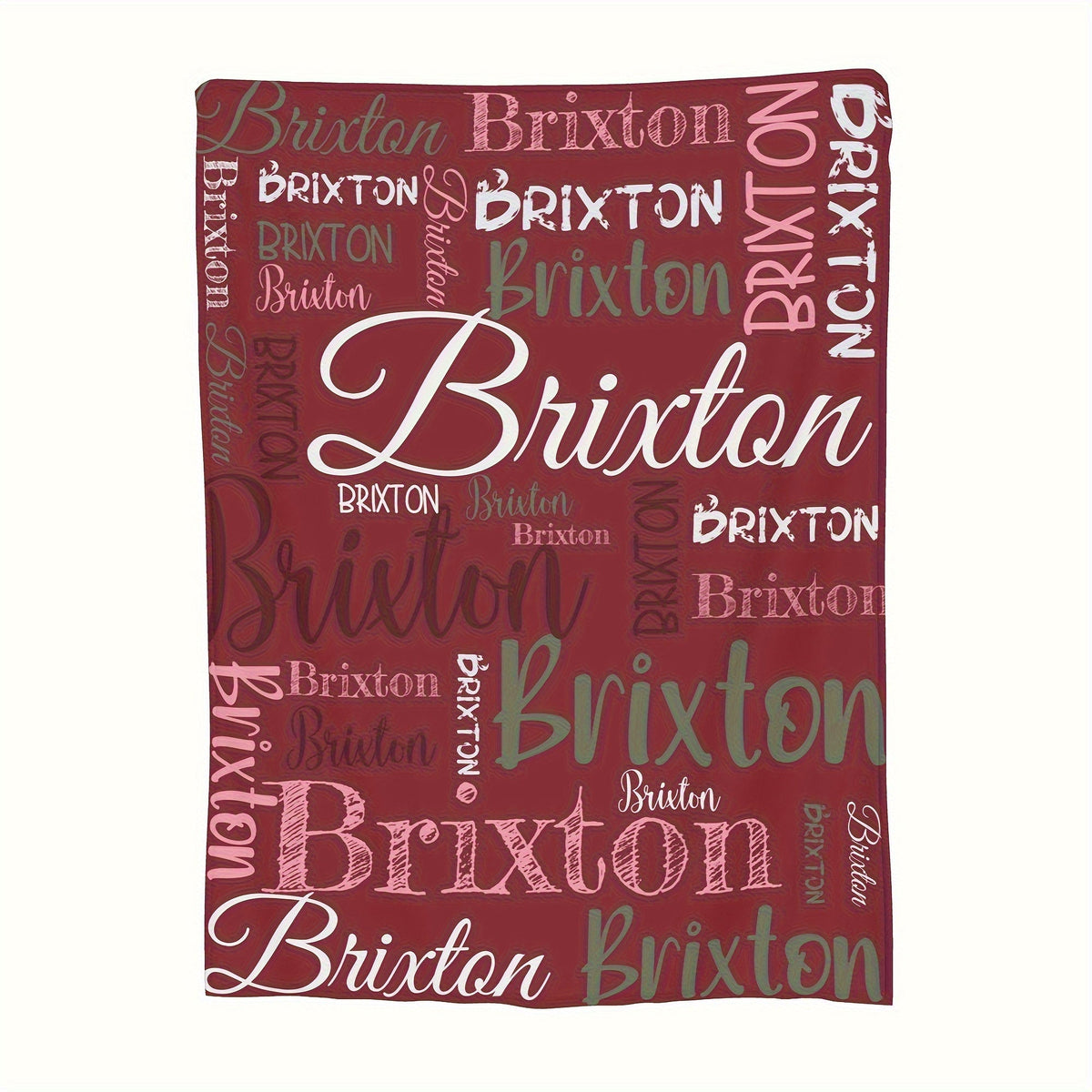 Personalized,Blankets  Soft & Cozy, All-Season Vintage Print in Pink & Black with White Text