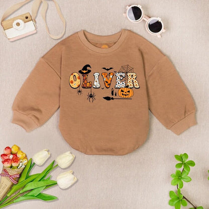 Personalized Baby Name Halloween Romper Sweatshirt