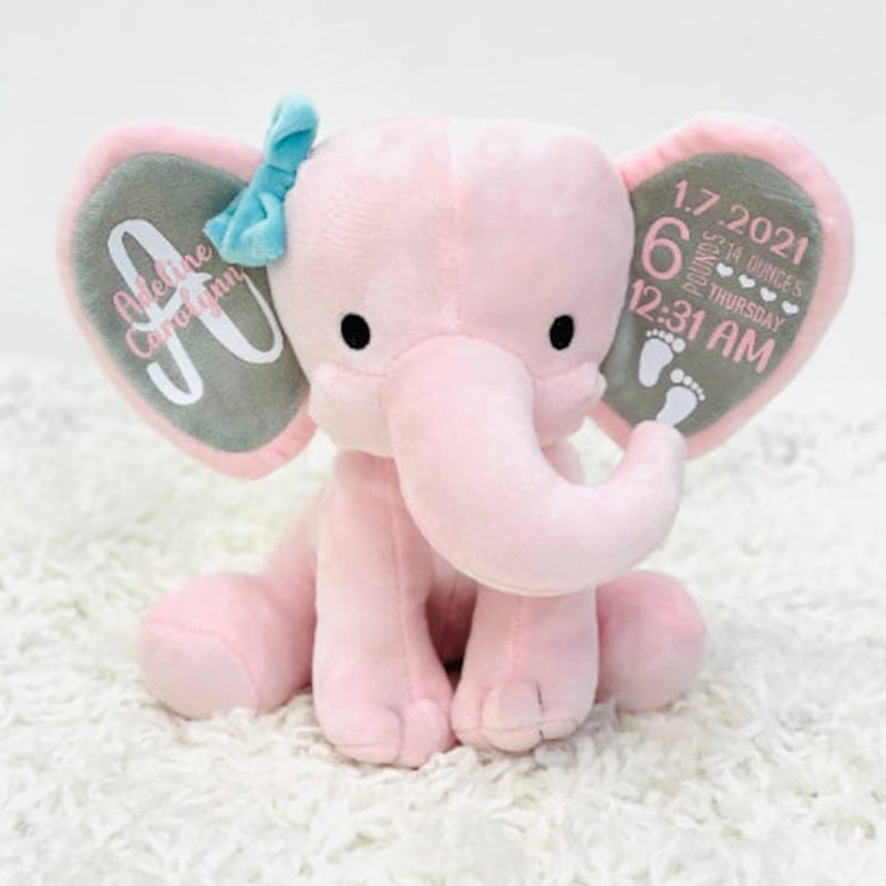 Gift for Baby Girl & New Mom,Personalized Elephant Stuffed Animal