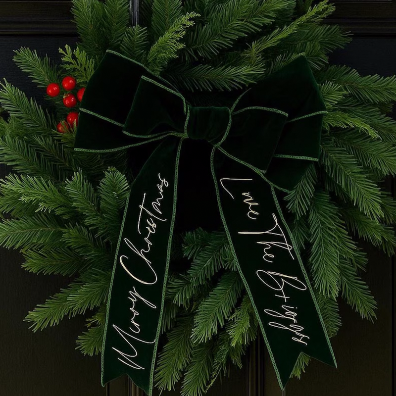 Personalised Velvet Christmas Wreath Bow