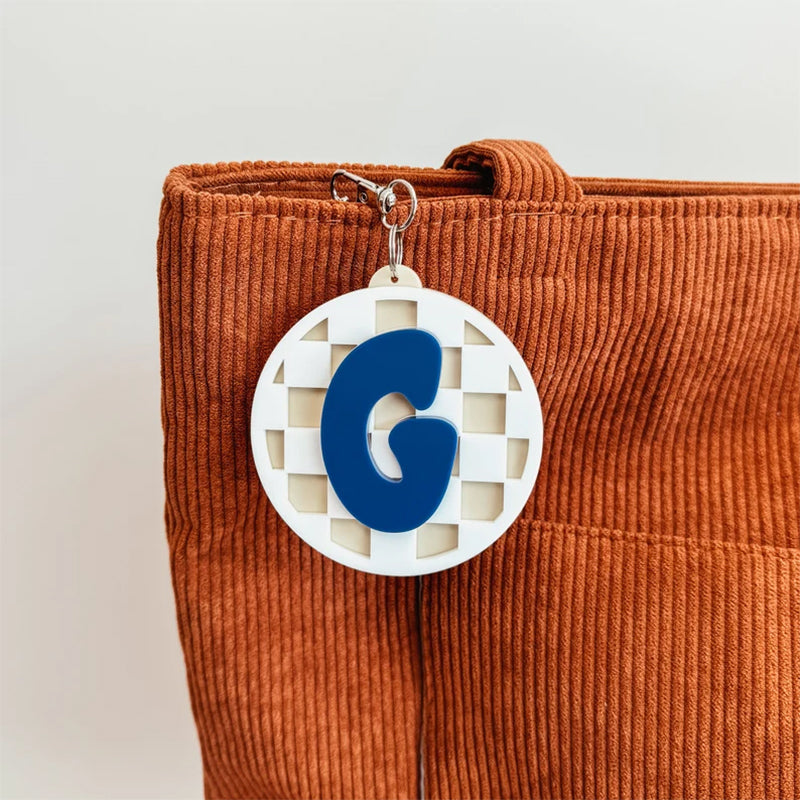 Checkered Backpack Tag, Backpack Name Keychain, 3D Name Keychain