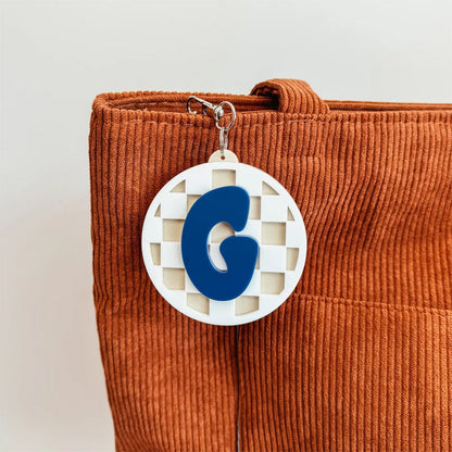 Checkered Backpack Tag, Backpack Name Keychain, 3D Name Keychain