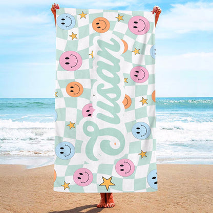 Colorful Kids Beach Towel Personalized