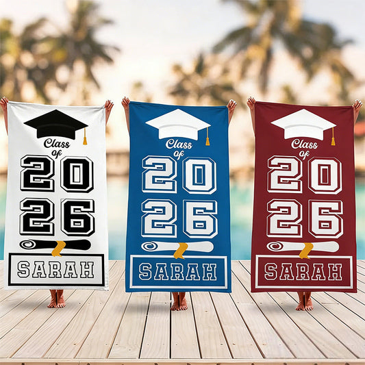 Beach Towel Gifts, Grad Custom Beach Towel Graduation Gift