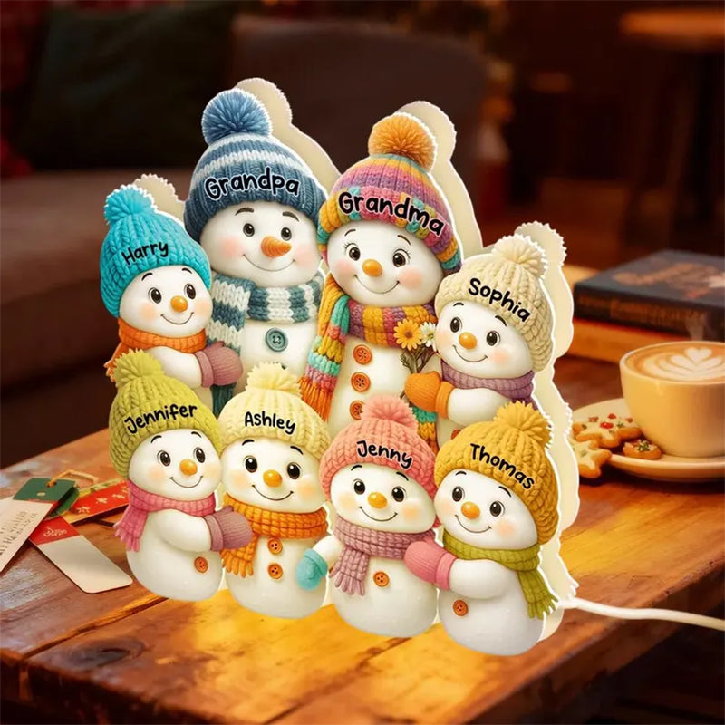 Personalized Snowman Family LED Light Box