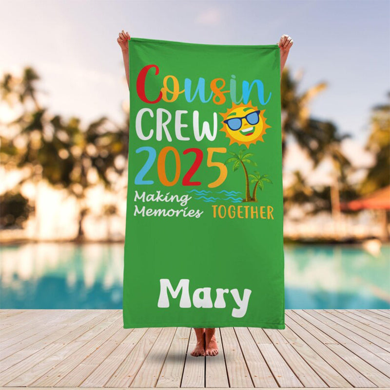 Custom Cousin Crew Beach Towel, Summer Beach Gift For Cousin