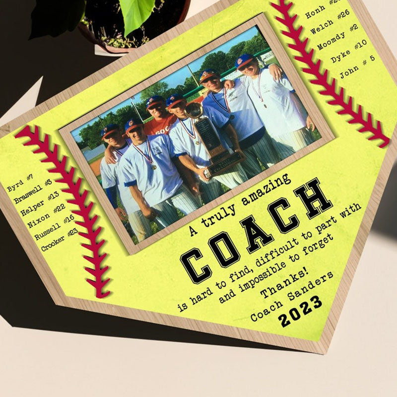 Custom Baseball Coach Wooden Sign,Team Photo Hanging Plaque, End of Season Manager Gift