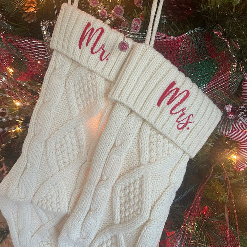 Custom Christmas Stocking with Name, Embroidered Knit Stocking, Monogram Christmas Stocking, Personalized Family Stocking, Holiday Decor
