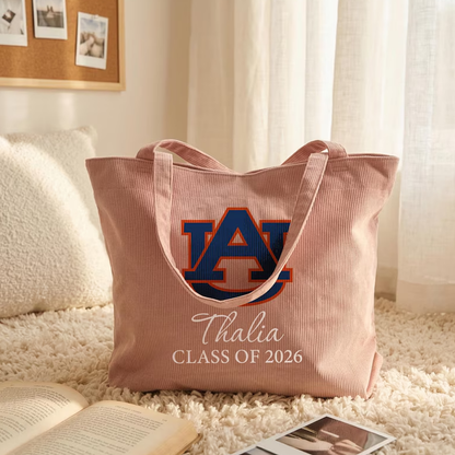 Class of 2026 Corduroy Tote Bag College Grad Gifts Zipper Book Bag Graduation Gift