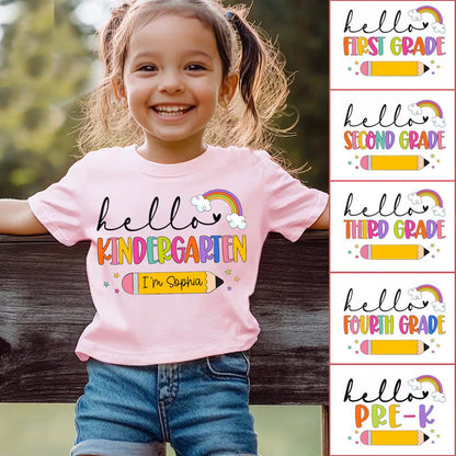 Hello Back to School Shirt, Custom Kids Name Back To School Shirt