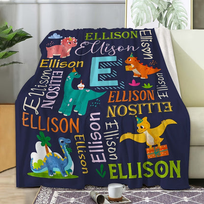 Custom Dinosaur-Themed Personalized Name Blanket