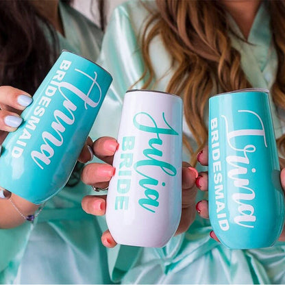 New Pastel Colour Insulated 6oz Wine Tumbler Cup/ Bridal Gift Cups