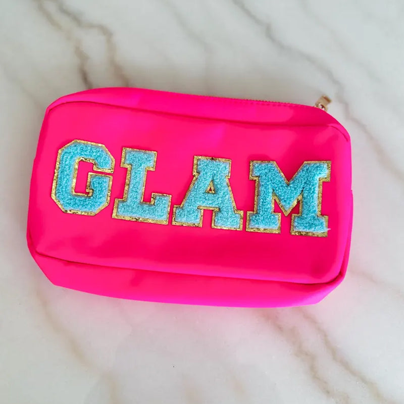 Medium Nylon Travel Pouch, SEWN ON Patches, Personalized