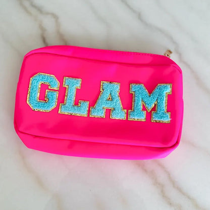 Medium Nylon Travel Pouch, SEWN ON Patches, Personalized