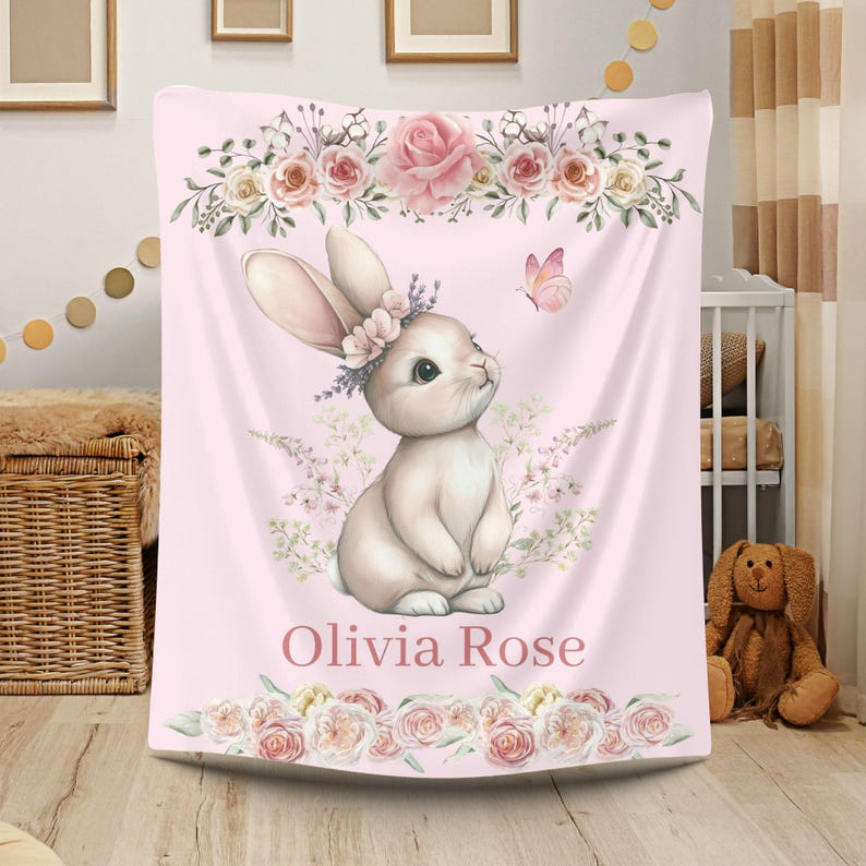 Personalized Bunny Baby Blanket
