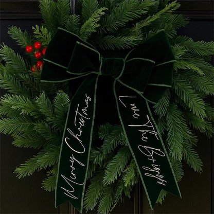 Personalised Velvet Christmas Wreath Bow
