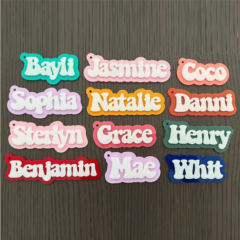 Backpack name keychain, 3d name keychain, name keychain, acrylic name keychain, backpack name tag, diaper bag tag