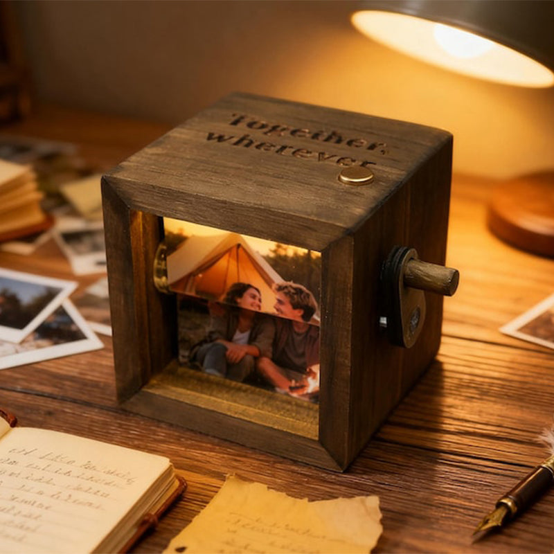 Personalized Photo Flipbook Animation Box,Custom wooden Photo Book with Light