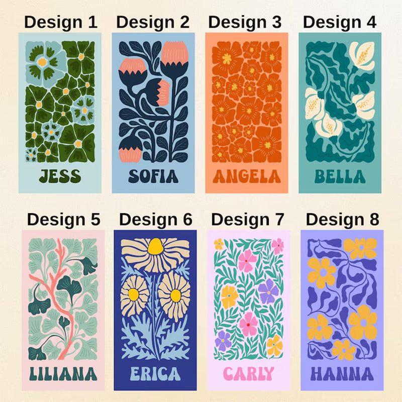 Retro Flower Custom Beach Towel, Groovy Vibes Beach Towel, Retro Floral Towel