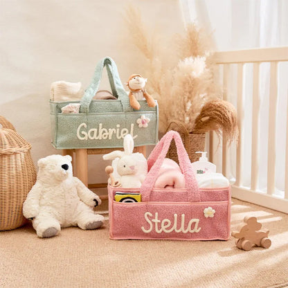 Personalized Knit Diaper Caddy Organizer
