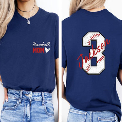 Baseball Mom T-Shirt,Custom Baseball Mom Shirt,Personalized Baseball Gift for Mom