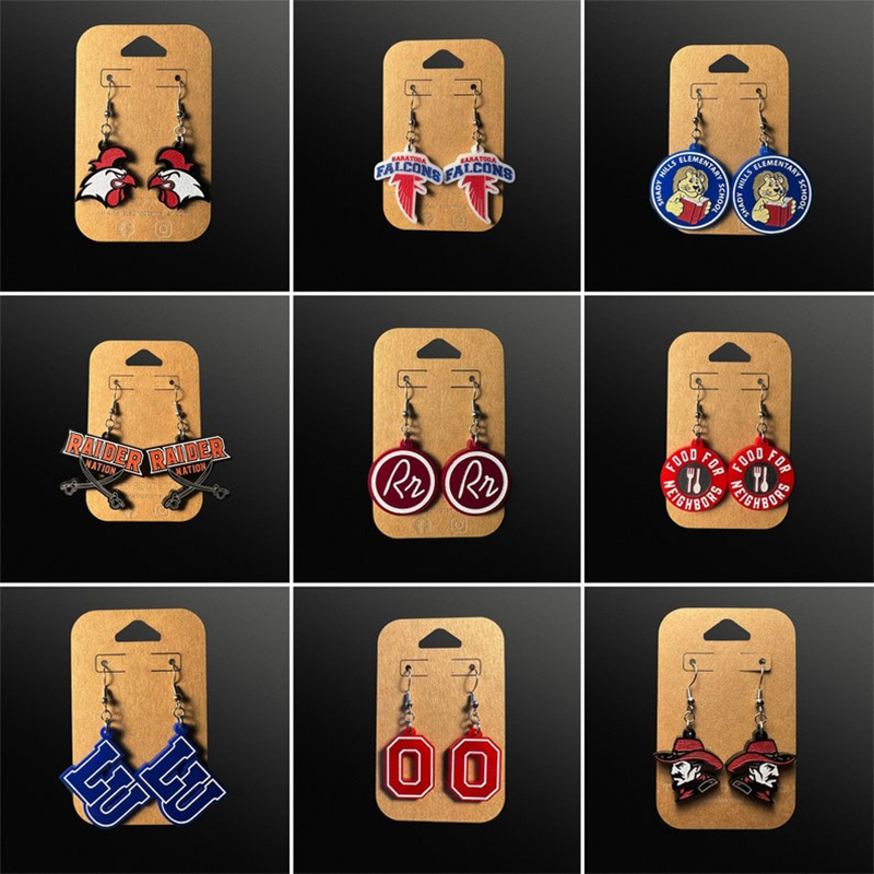 Custom School Mascot/Logo Laser Cut Painted Dangle Earrings