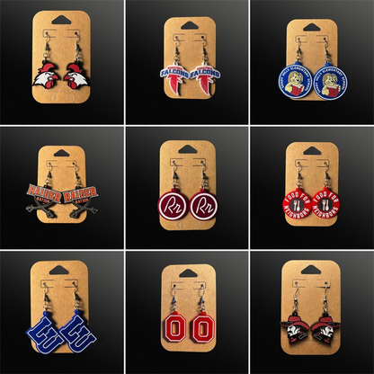 Custom School Mascot/Logo Laser Cut Painted Dangle Earrings