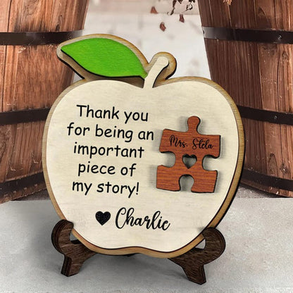 Personalized Teacher Wooden Puzzle Sign – Custom Apple Name Gift