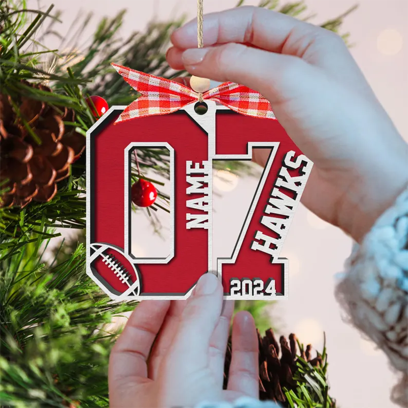 Football Number Christmas Ornament, Football Gifts