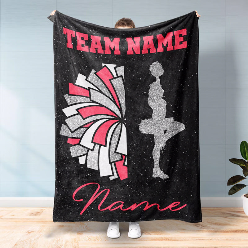 Personalized Cheer Team Blanket - Custom Name & Colors Cozy Sherpa Fleece