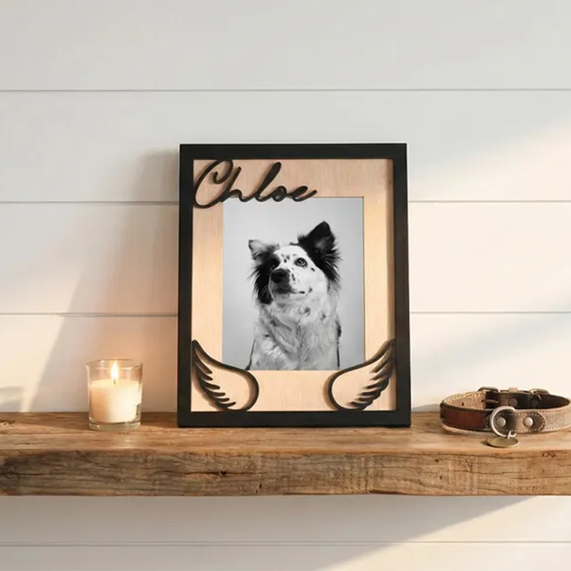 Custom Pet Memorial Frame, Personalized Wooden Picture Frame for Dog, Pet Loss Gift